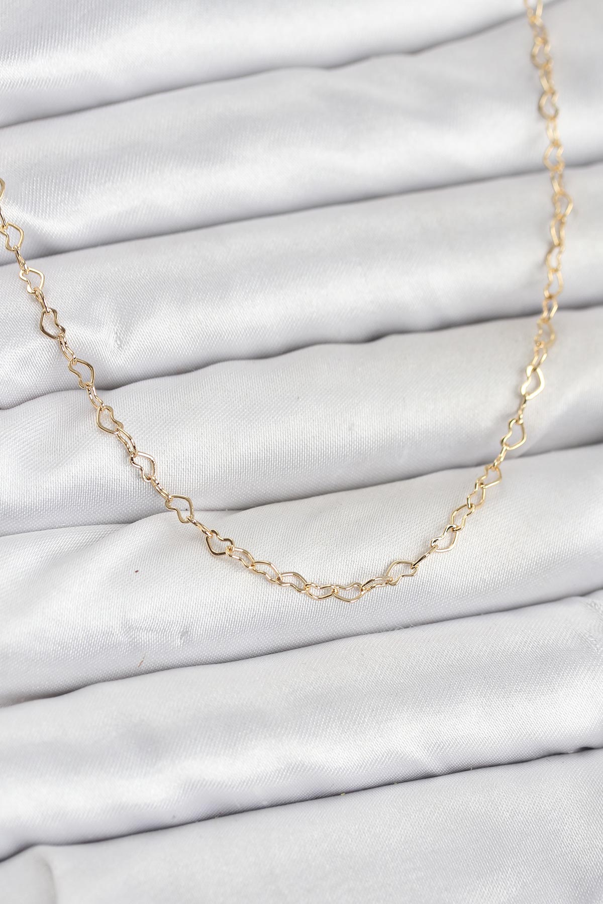 14K Gold Renk Kalp Zincirli Kadın Kolye