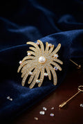 ZEVRA Zirkon İnci Detaylı Broş – Gold